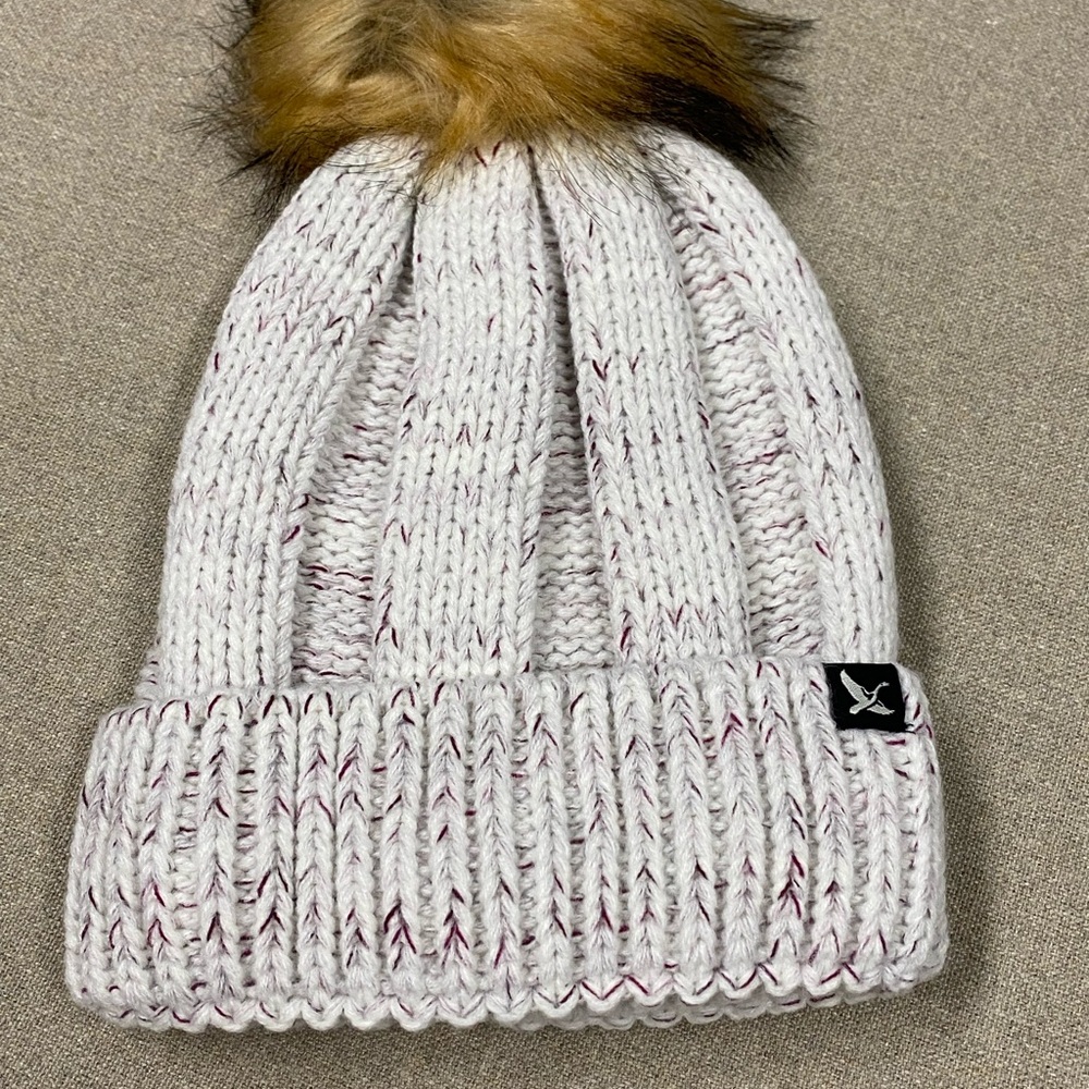 Eddie Bauer Adult Knit Beanie with Faux Fur Pom-Pom
